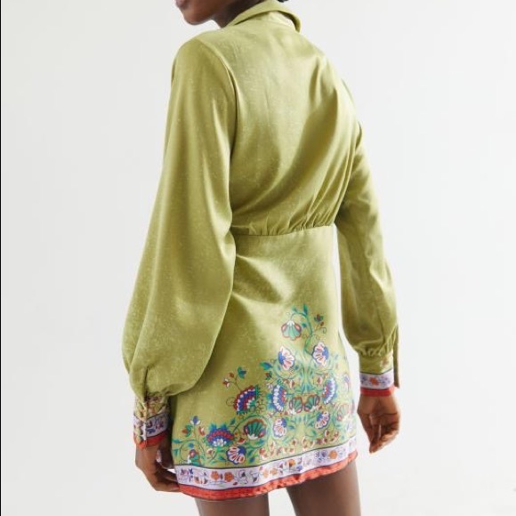 Urban Outfitters Sonia Satin Long Sleeve Wrap Dress. Only worn once. Like new - Picture 4 of 5